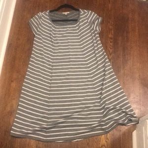 Grey and white striped casual dress